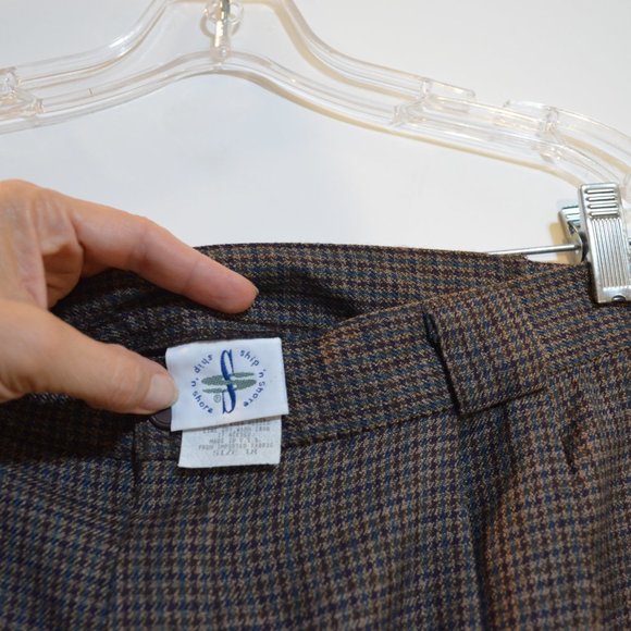 SS Ship 'n Shore (R) USA Brown Plaid Polyester/Rayon Dress/Suit Pants 18 - Picture 2 of 6